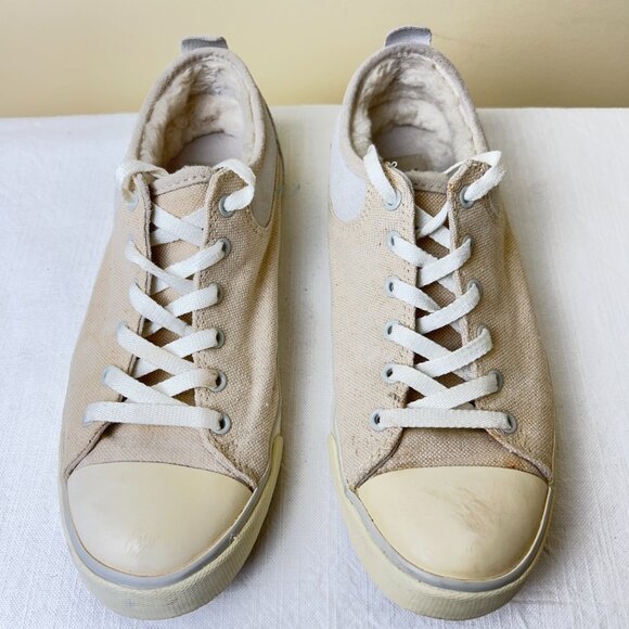 UGG Evera Lace-Up Canvas Shearling Fleece Lined Sneakers Shoes Womens Size 8 - Picture 3 of 9
